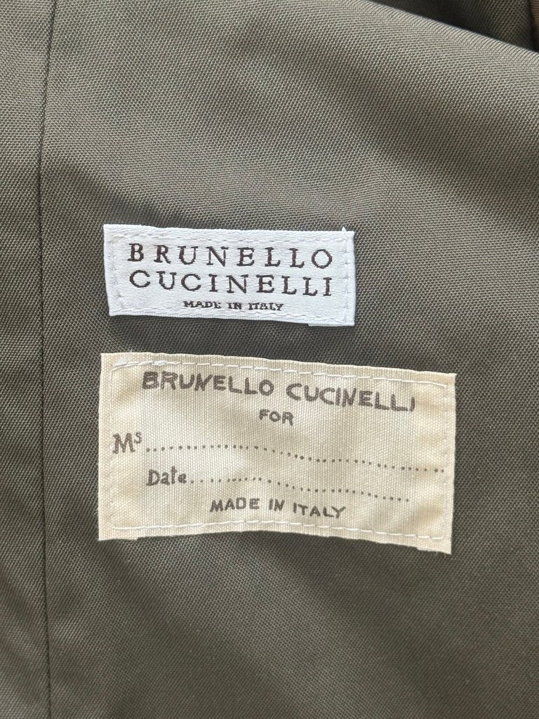 Brunello Cucinelli Olive Green Nylon Monilli Trim Jacket