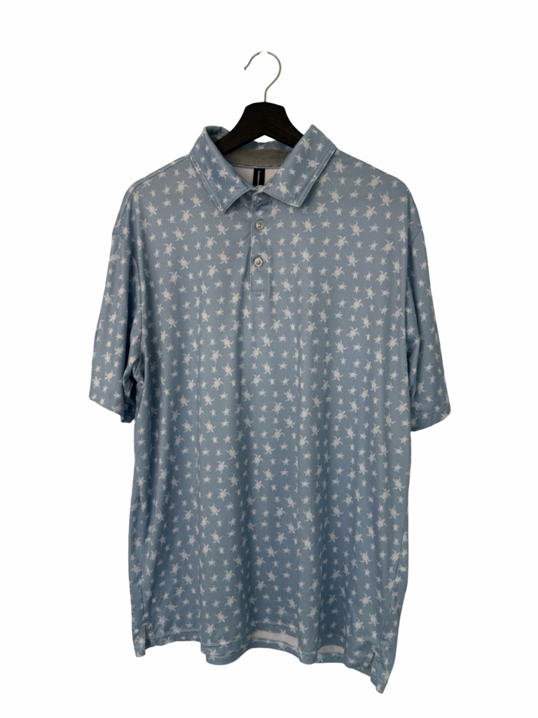 W. Brett Wilson Blue Turtle Print Polo