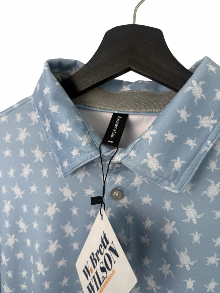 W. Brett Wilson Blue Turtle Print Polo