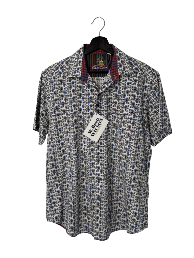 Robert Graham Men's Short Sleeve Shirt with Musical Print