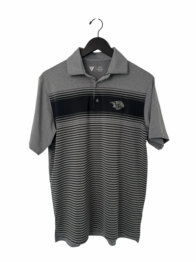 Levelwear Men's Gray Striped Polo Shirt