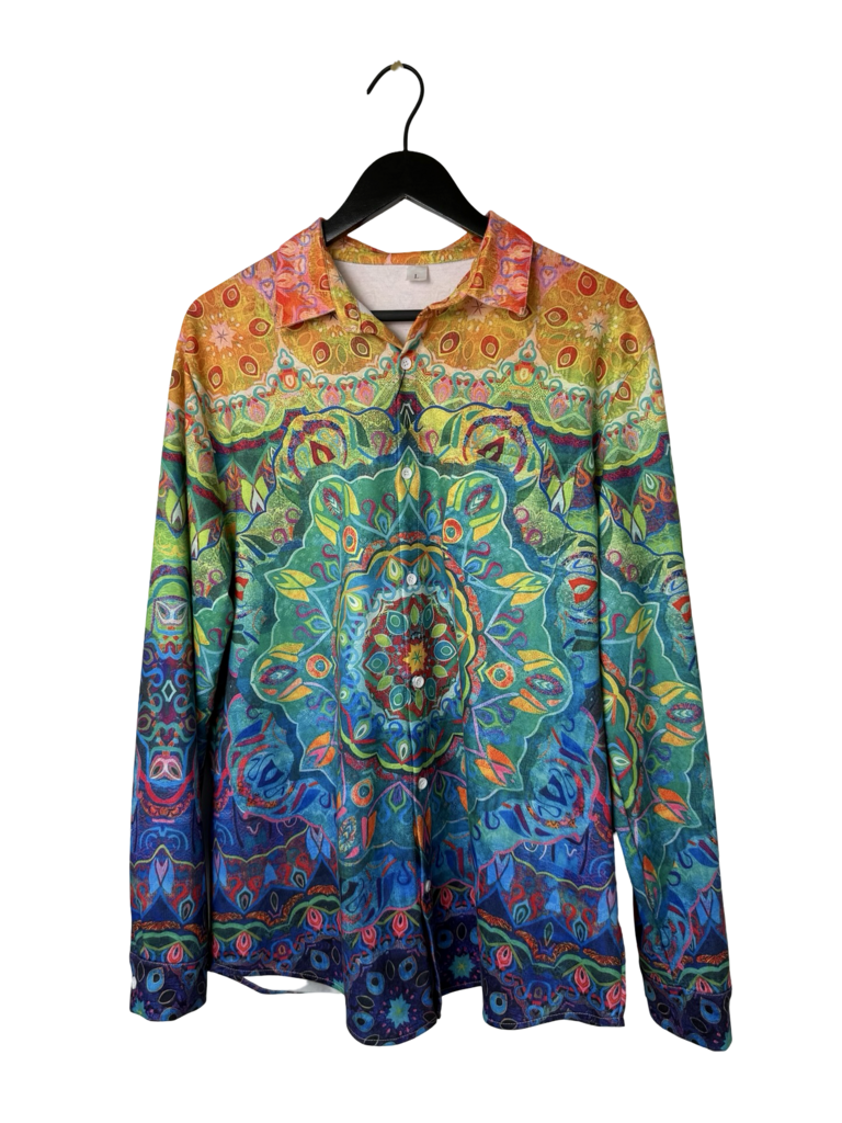 Colorful Mandala Print Long Sleeve Shirt