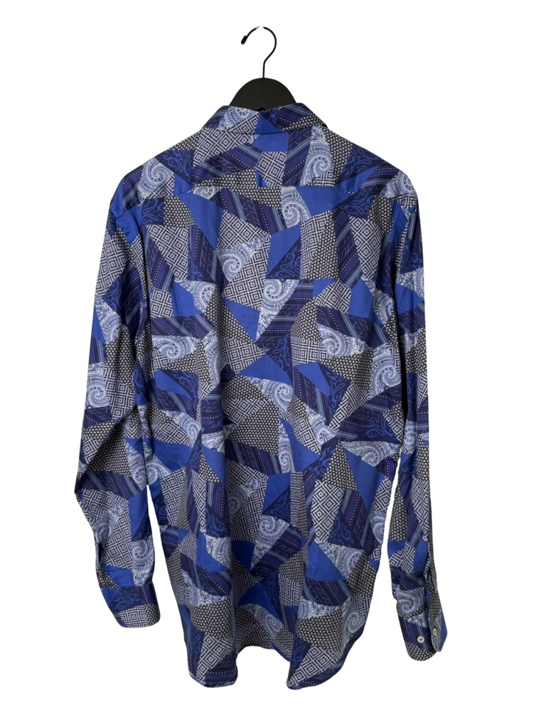 Etro 43 Blue Patterned Long Sleeve Shirt