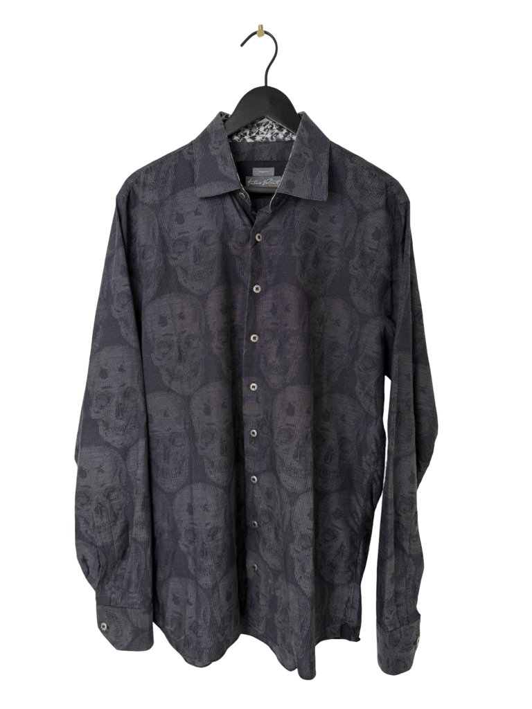 Antonio Valente Men's Skull Pattern Button-Up Shirt