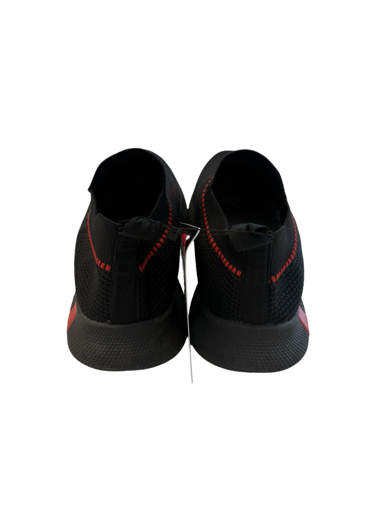 Brett Wilson Men's Slip-On Black Sneakers with Red Accents
