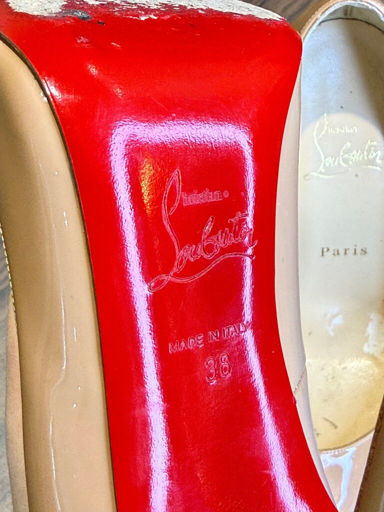 Christian Louboutin Nude Patent Leather High Heels