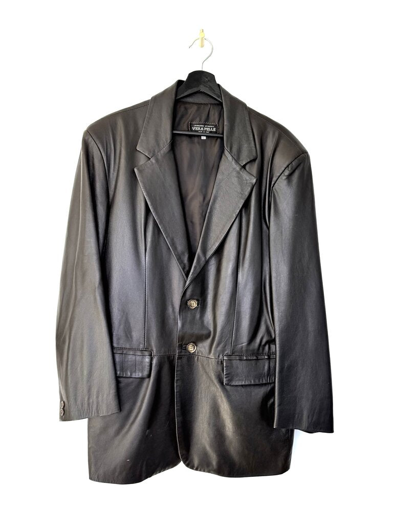 Vera Pelle Black Leather Blazer