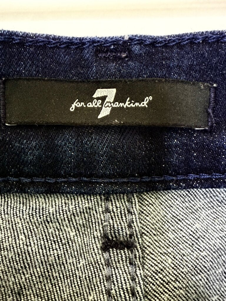 Pre-Owned 7 For All Mankind Seven For All Mankind Flare Jeans Dark Blue Cotton Denim Women's New
