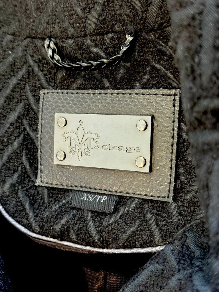 Mackage XS/TP Black Herringbone Coat