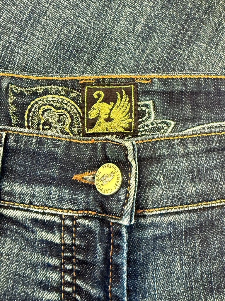 Pre-Owned Cappopera Capri Couture Jeans with Embellished Pockets Dark Blue Women's New