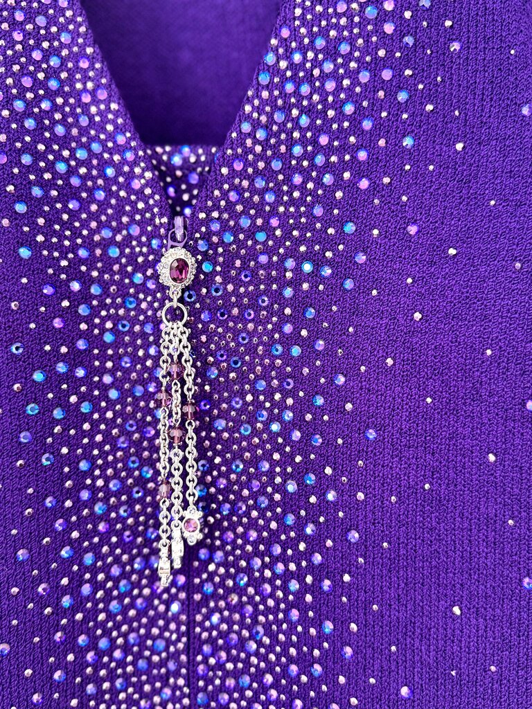 St. John Evening Purple Crystal Detailed Dress Set