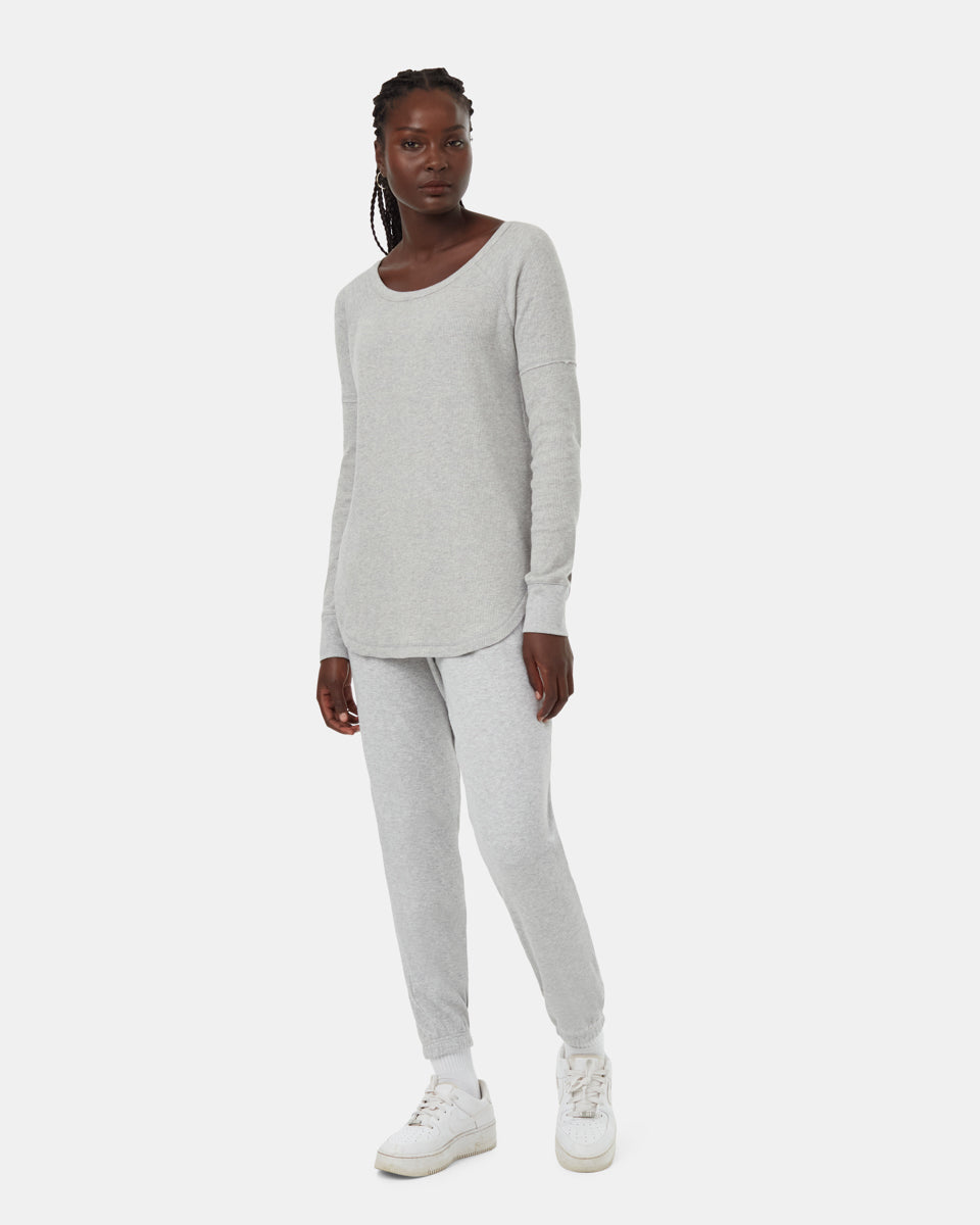 TCW5559-Grey-Women_sWaffleKnitLongsleeveTop_1 - PreLoved & Luxe