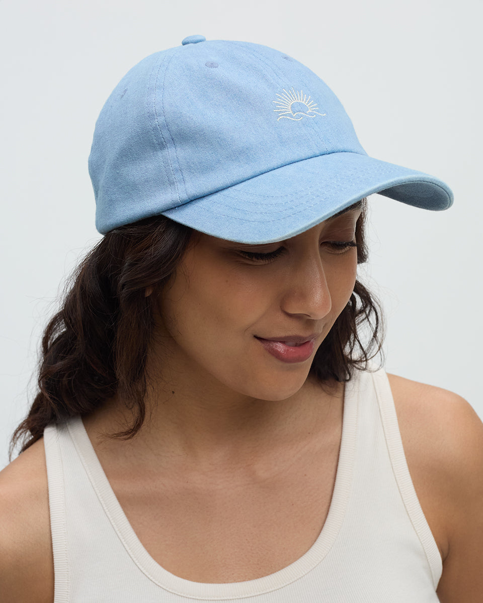 Embroidered Denim Peak Hat