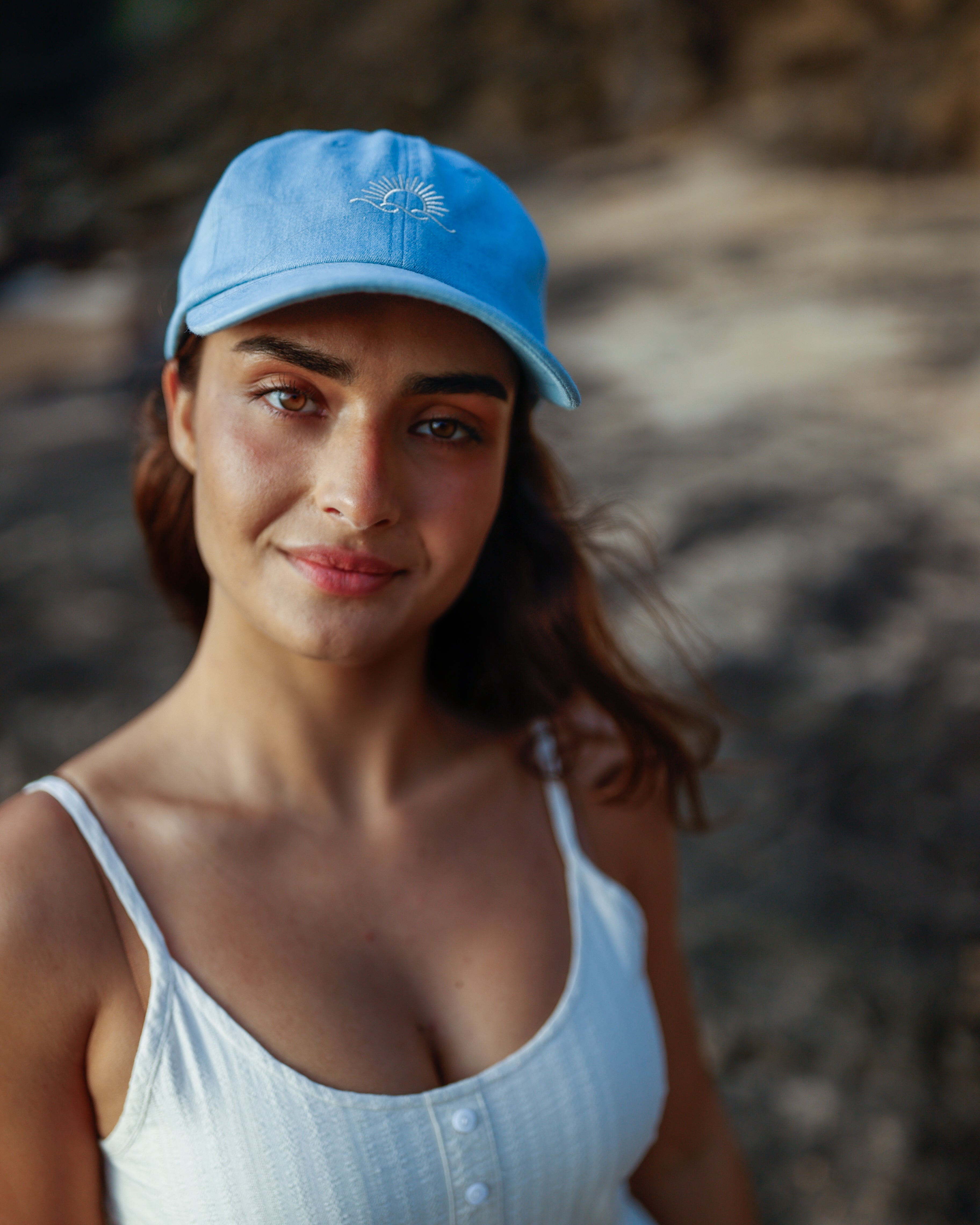 Embroidered Denim Peak Hat