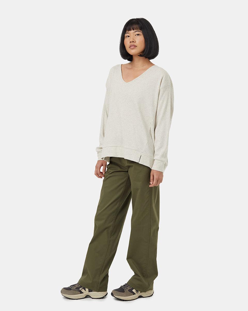 White-Waffle-Knit-V-neck-Longsleeve-Shirt-TCW5939-3191_1 - PreLoved & Luxe