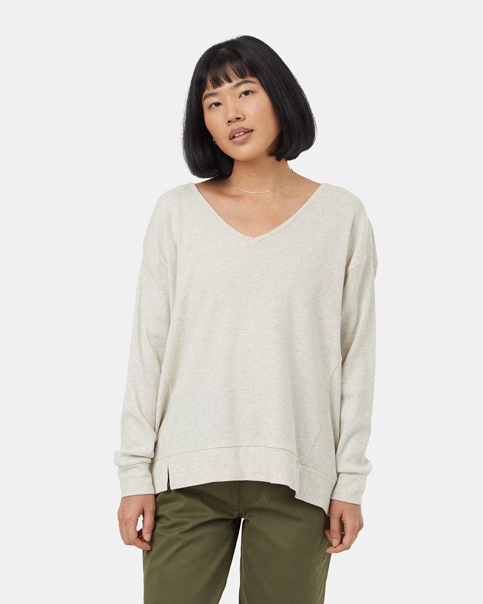 White-Waffle-Knit-V-neck-Longsleeve-Shirt-TCW5939-3191_5 - PreLoved & Luxe