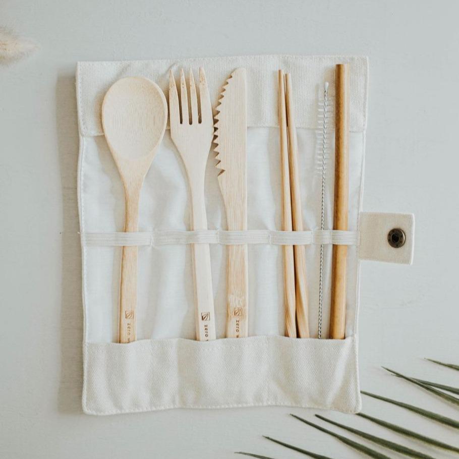 travel-bamboo-utensil-set-with-pouch-bamboo-utensil-zero-waste-mvmt-beige-805890 - PreLoved & Luxe