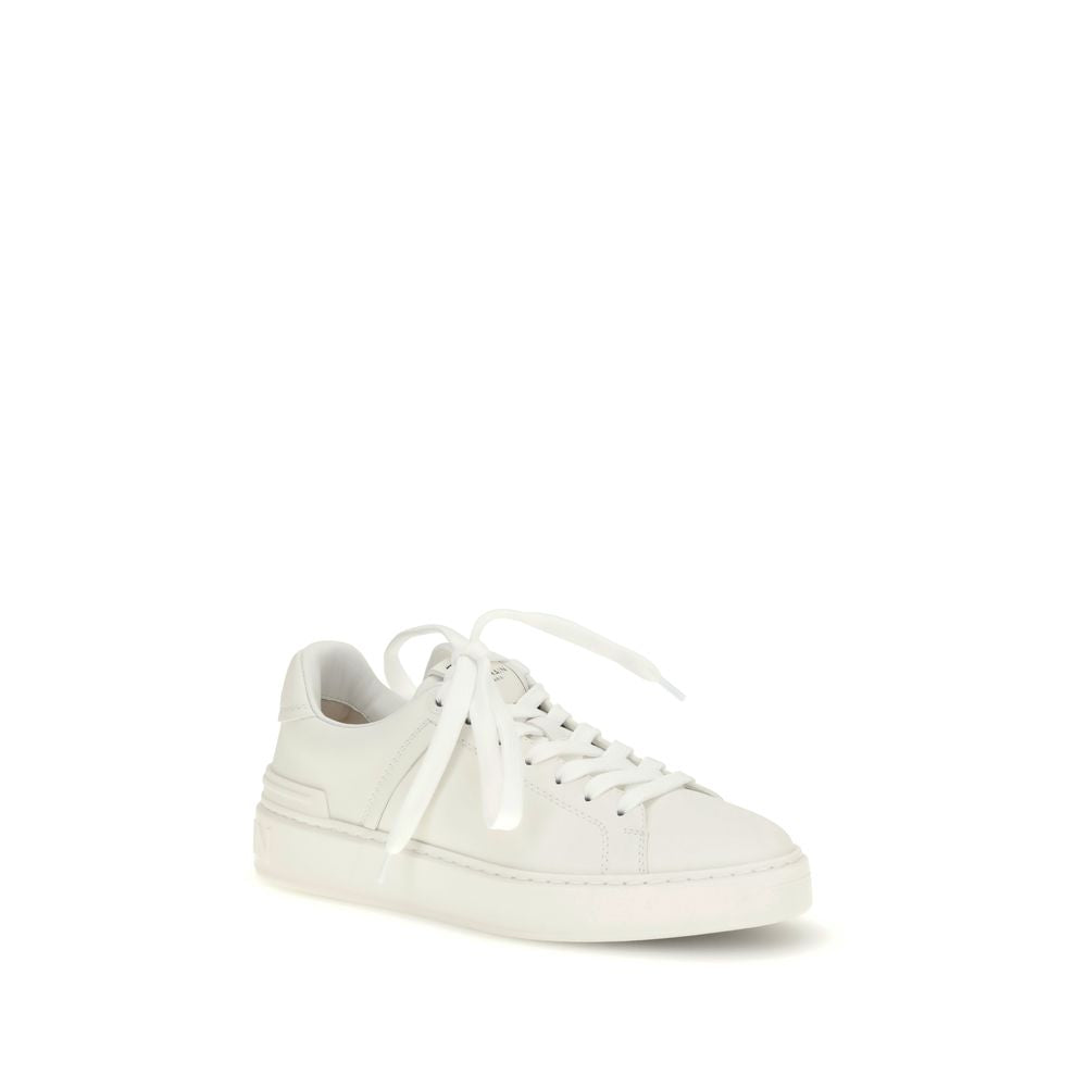Balmain White Leather Low Top Sneakers