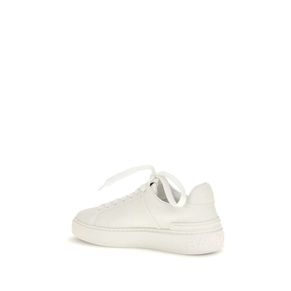 Balmain White Leather Low Top Sneakers