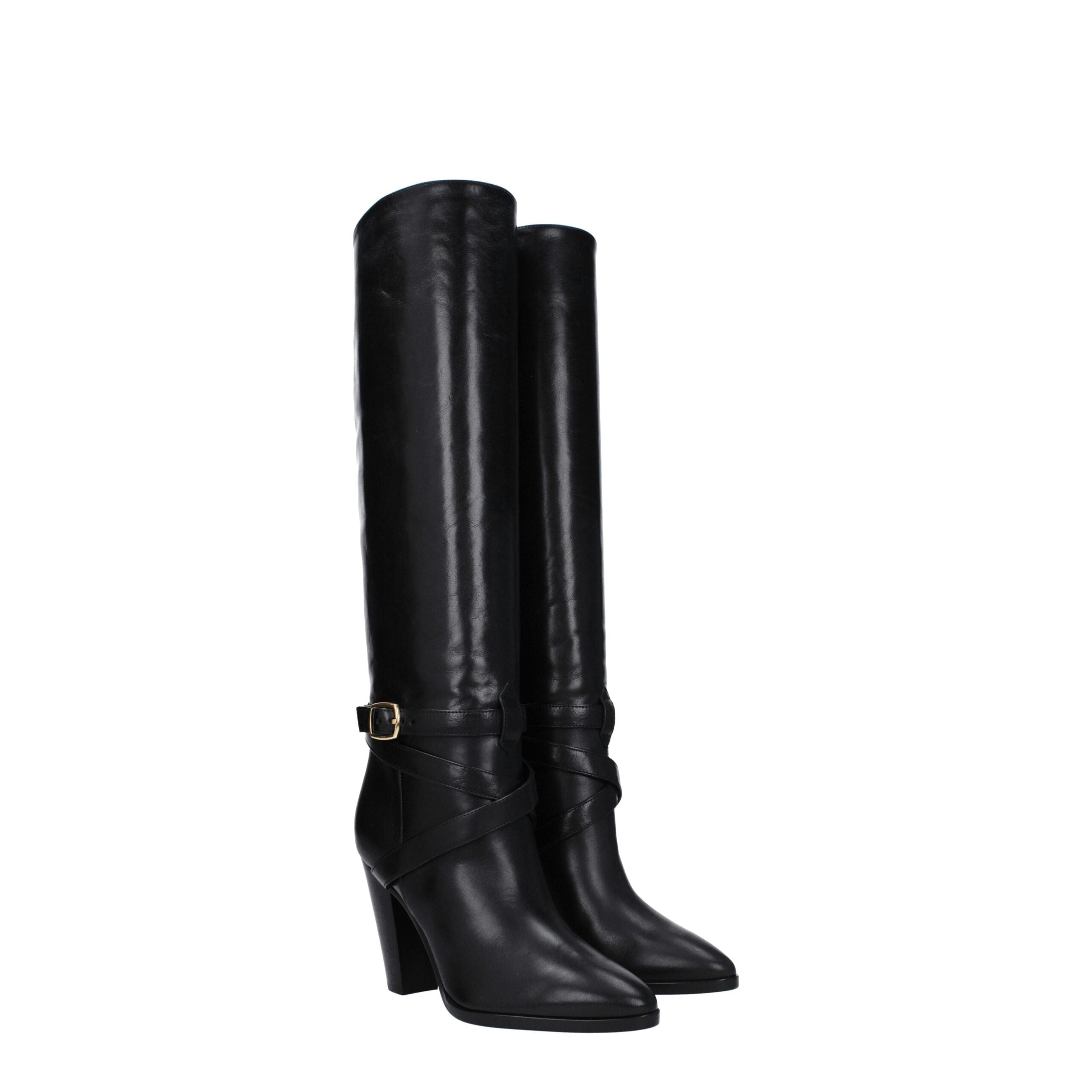 Celine Black Leather High Heel Boots - PreLoved & Luxe