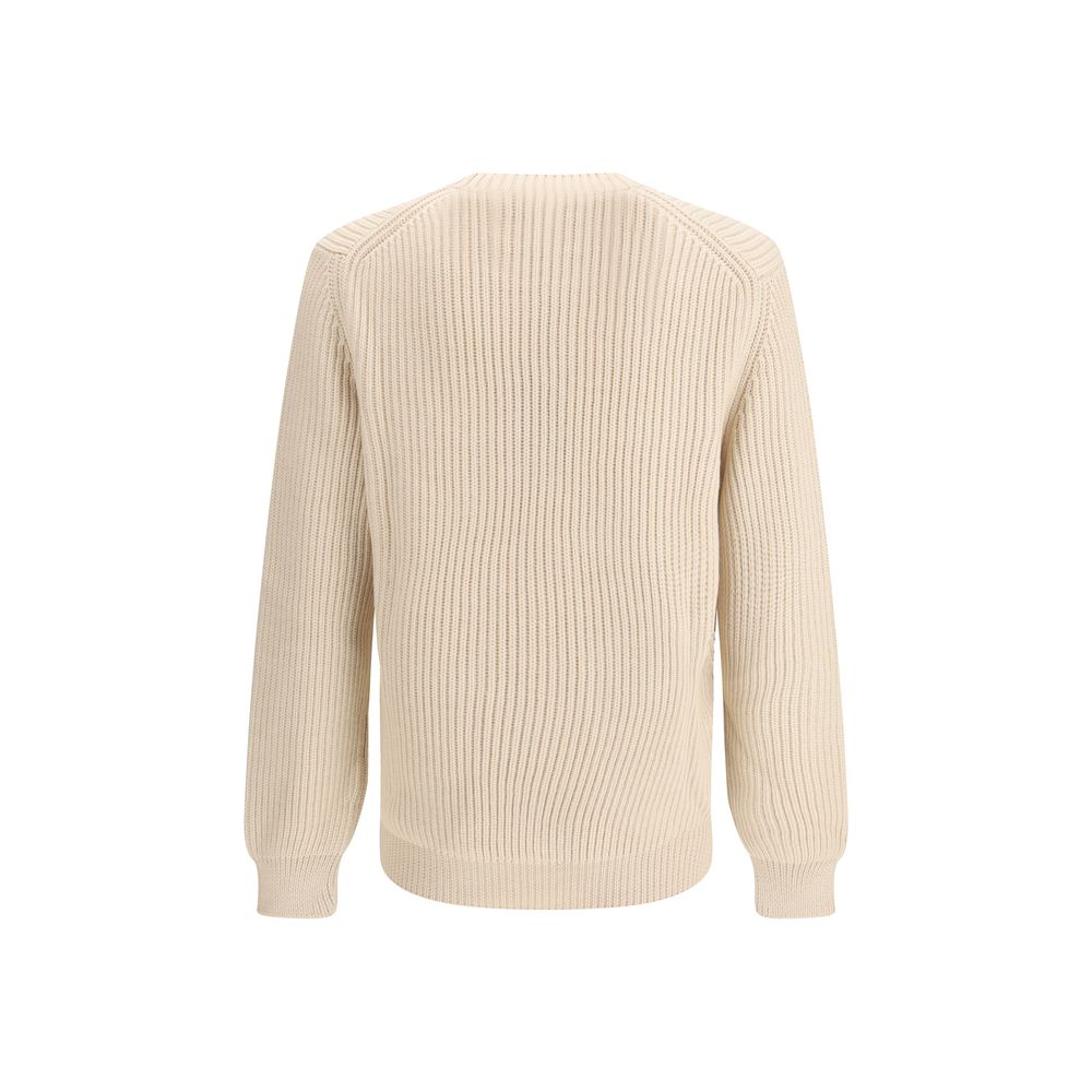 Fendi Beige Wool Crew-Neck Knit Sweatshirt