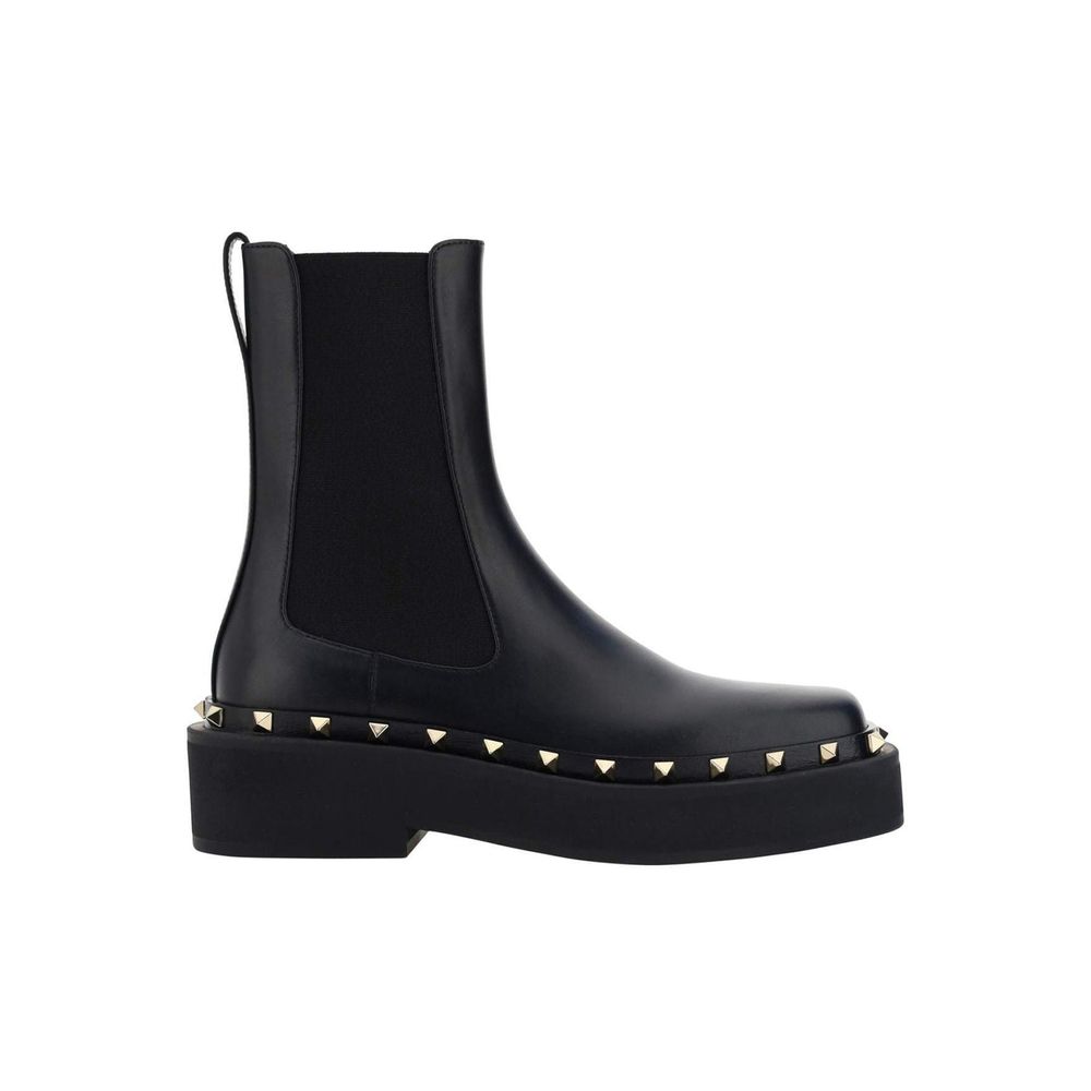 Valentino Garavani Black Leather Chelsea Boots