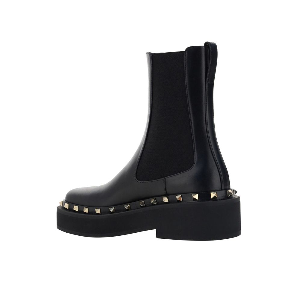 Valentino Garavani Black Leather Chelsea Boots