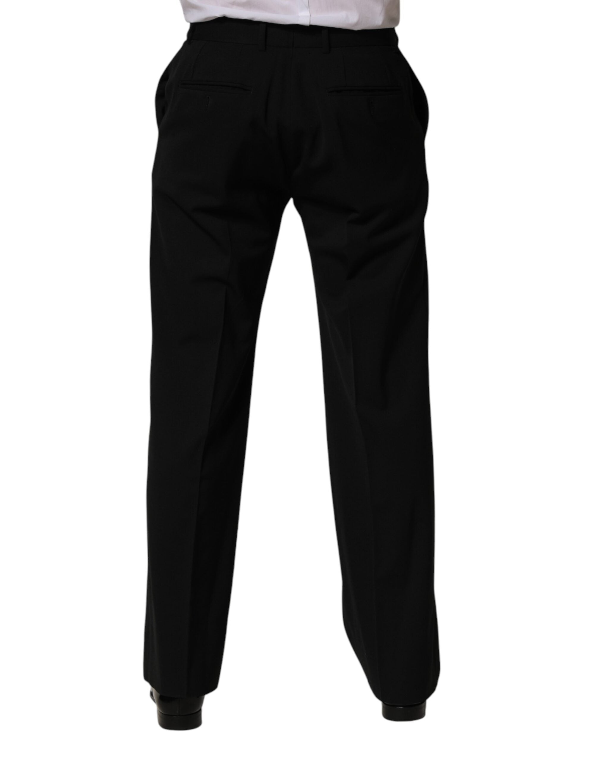 Pre-Owned Dolce & Gabbana Black Wool Straight Men Dress Trouser Pants