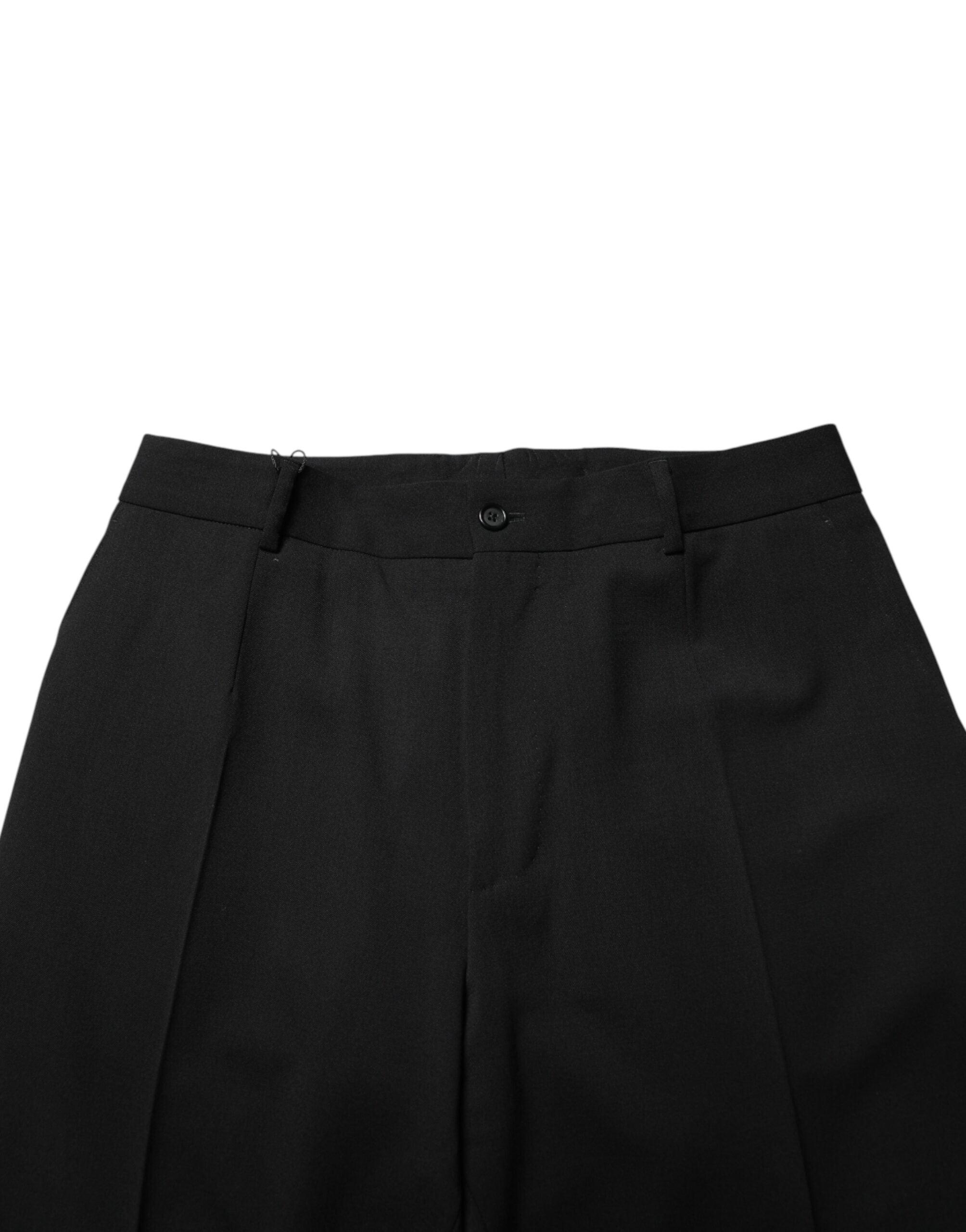 Pre-Owned Dolce & Gabbana Black Wool Straight Men Dress Trouser Pants