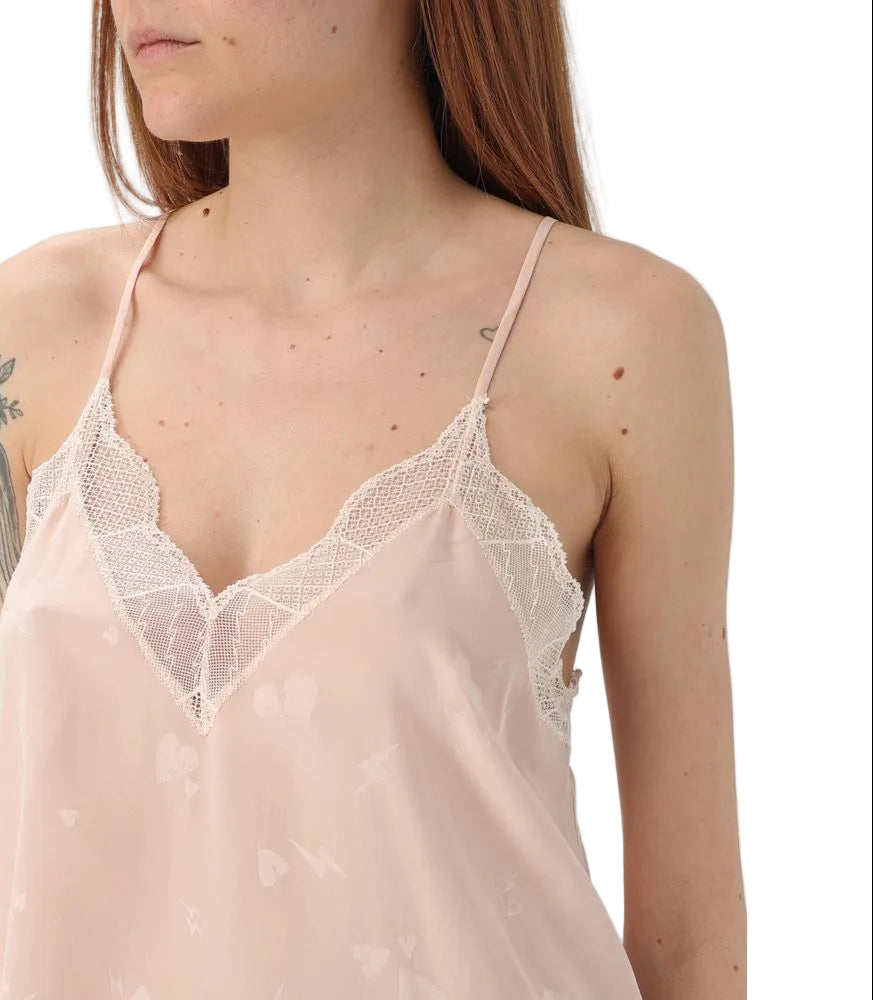 Zadig & Voltaire Pink Patterned Satin Top