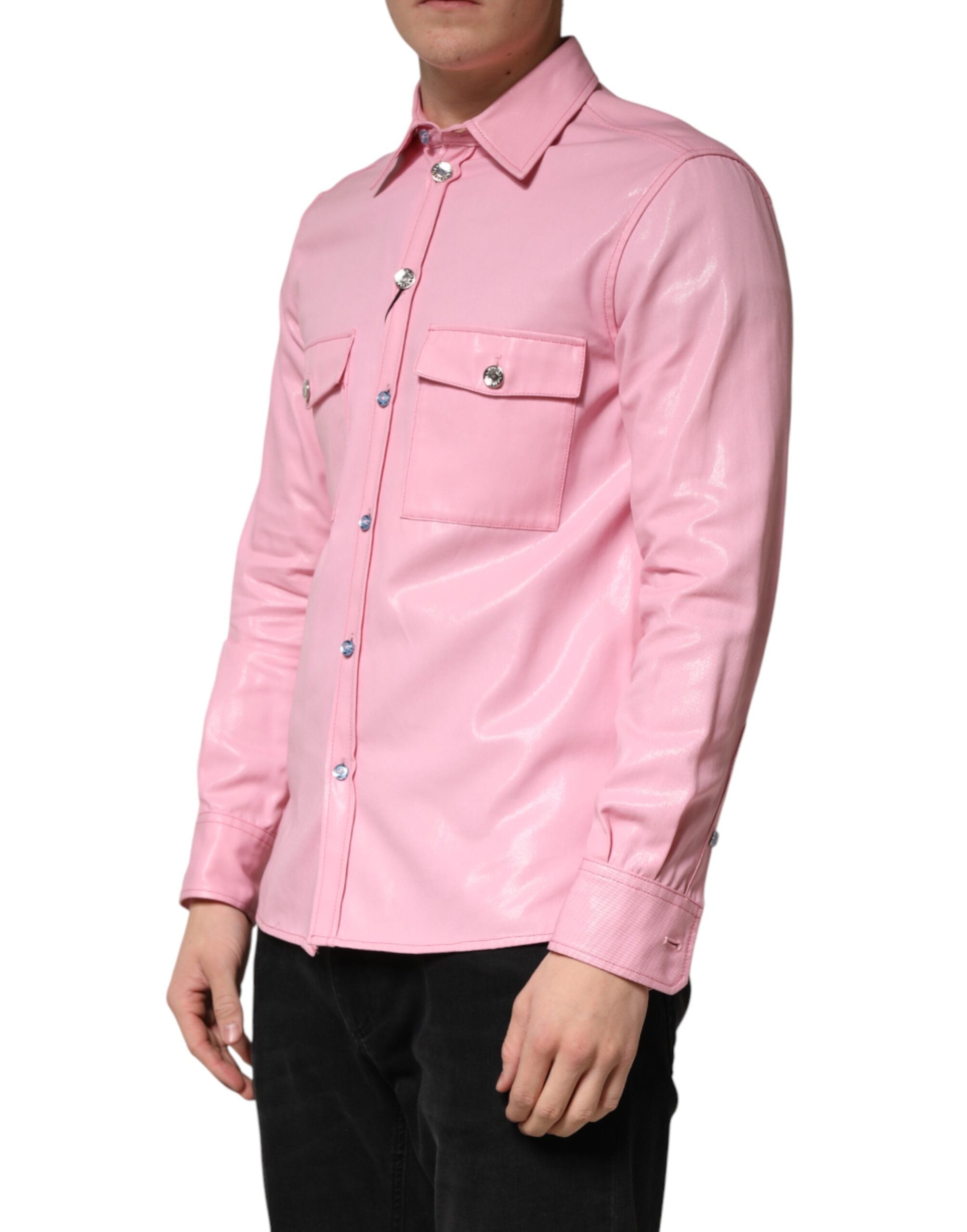 Pre-Owned Dolce & Gabbana Pink Cotton Collared Men Button Down Shirt