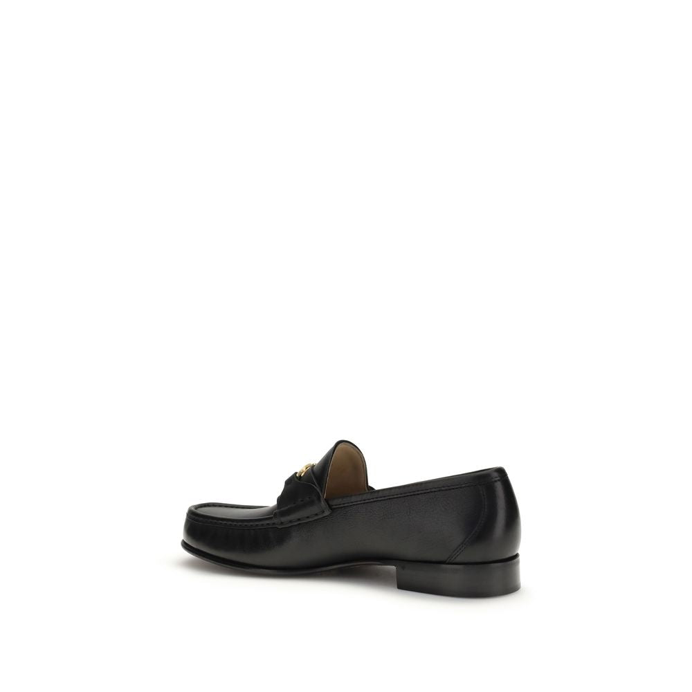 Valentino Garavani Black Leather Slip-On Loafers