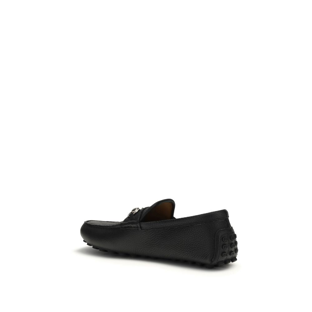 Gucci Black Leather Slip-On Loafers