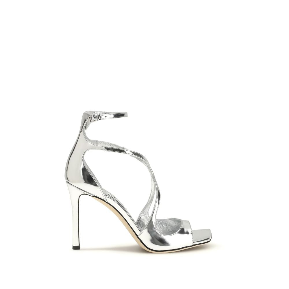 Jimmy Choo Silver Azia Patent Leather Stiletto Sandals