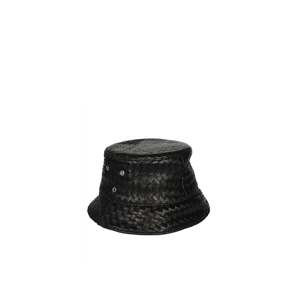 Bottega Veneta Black Intrecciato Leather Bucket Hat