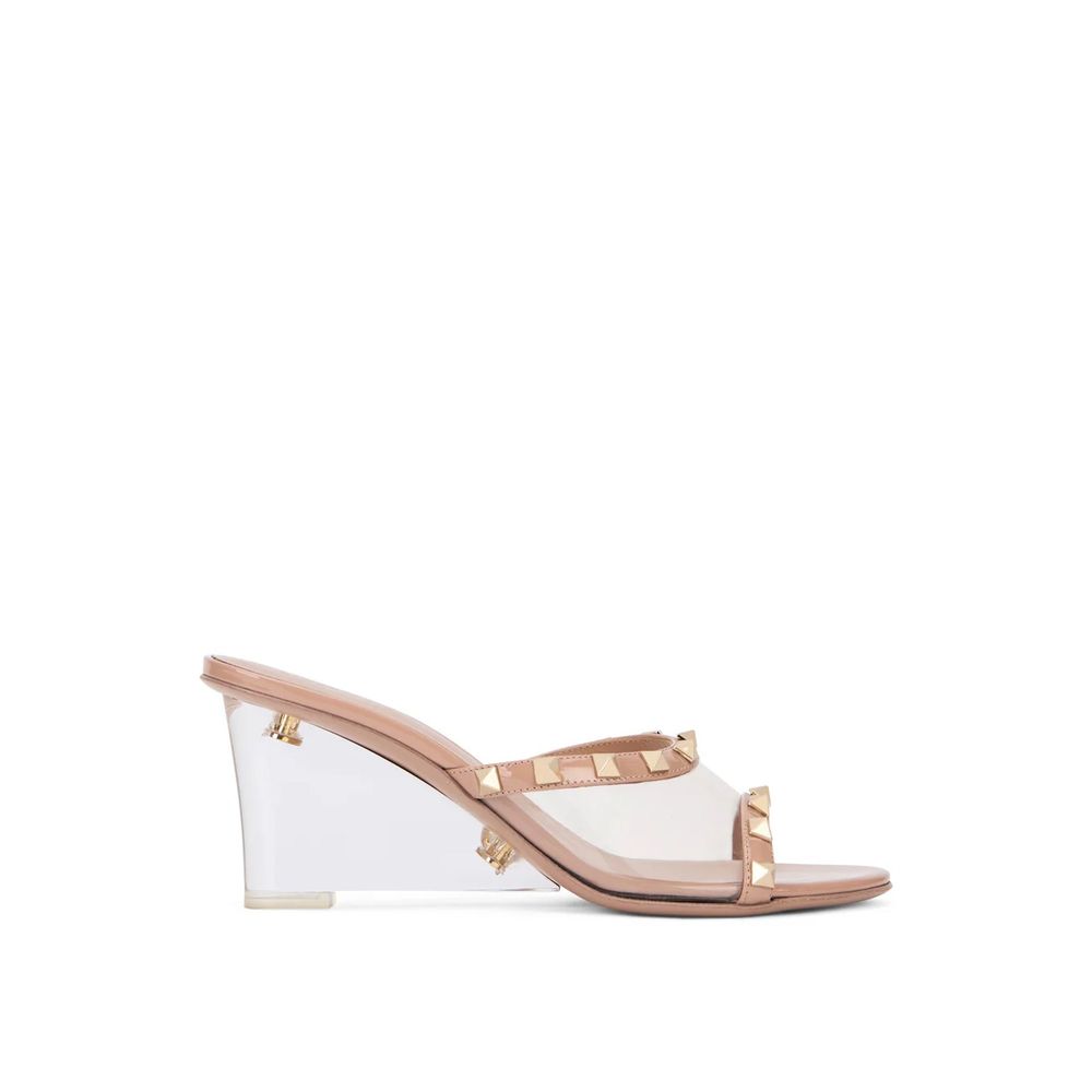 Valentino Garavani Transparent Rockstud Wedge Mules