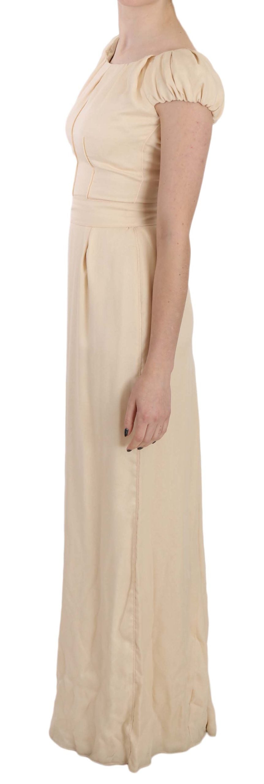 Dolce & Gabbana Beige Silk Column Cap Sleeve Gown Dress - PreLoved & Luxe