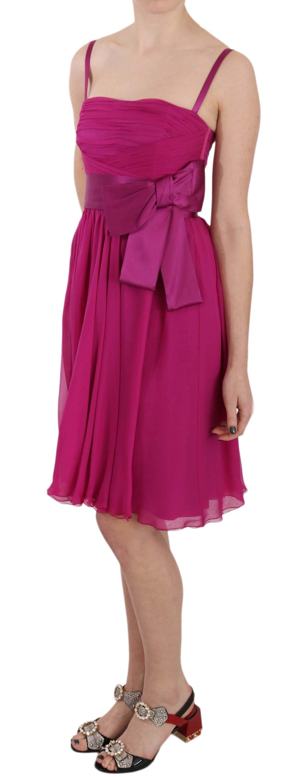 Dolce & Gabbana Fuchsia Pink Bow Silk Sleeveless Dress - PreLoved & Luxe