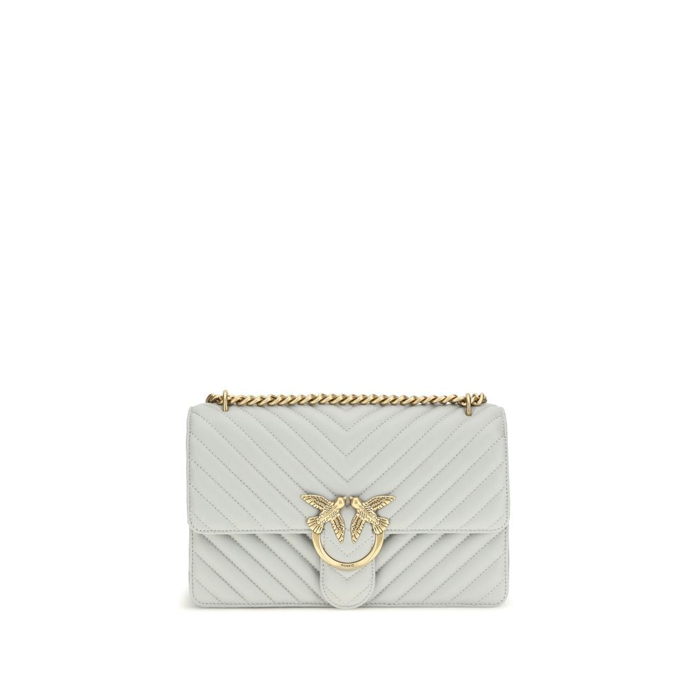 PINKO Gray Leather Shoulder Bag