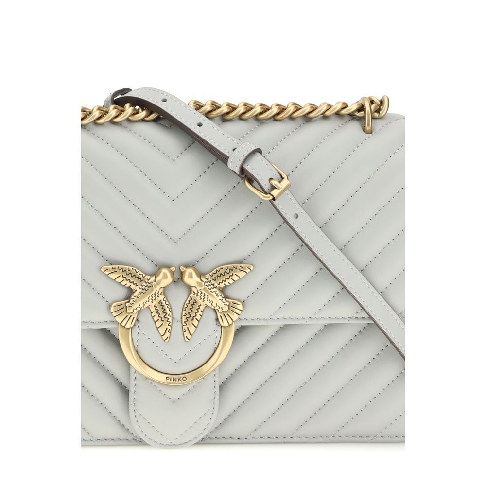 PINKO Gray Leather Shoulder Bag