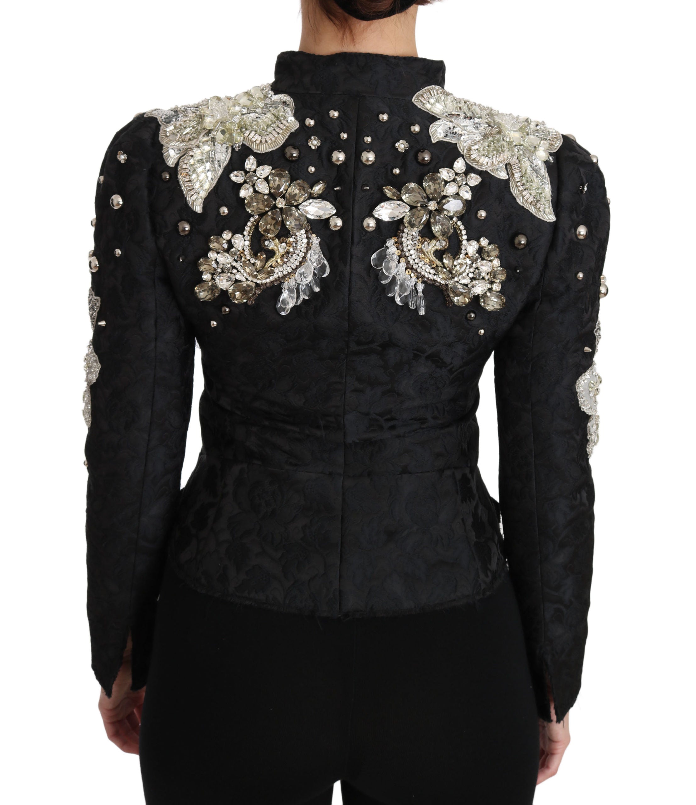 Dolce & Gabbana Black Jacquard Crystal Floral Jacket - PreLoved & Luxe