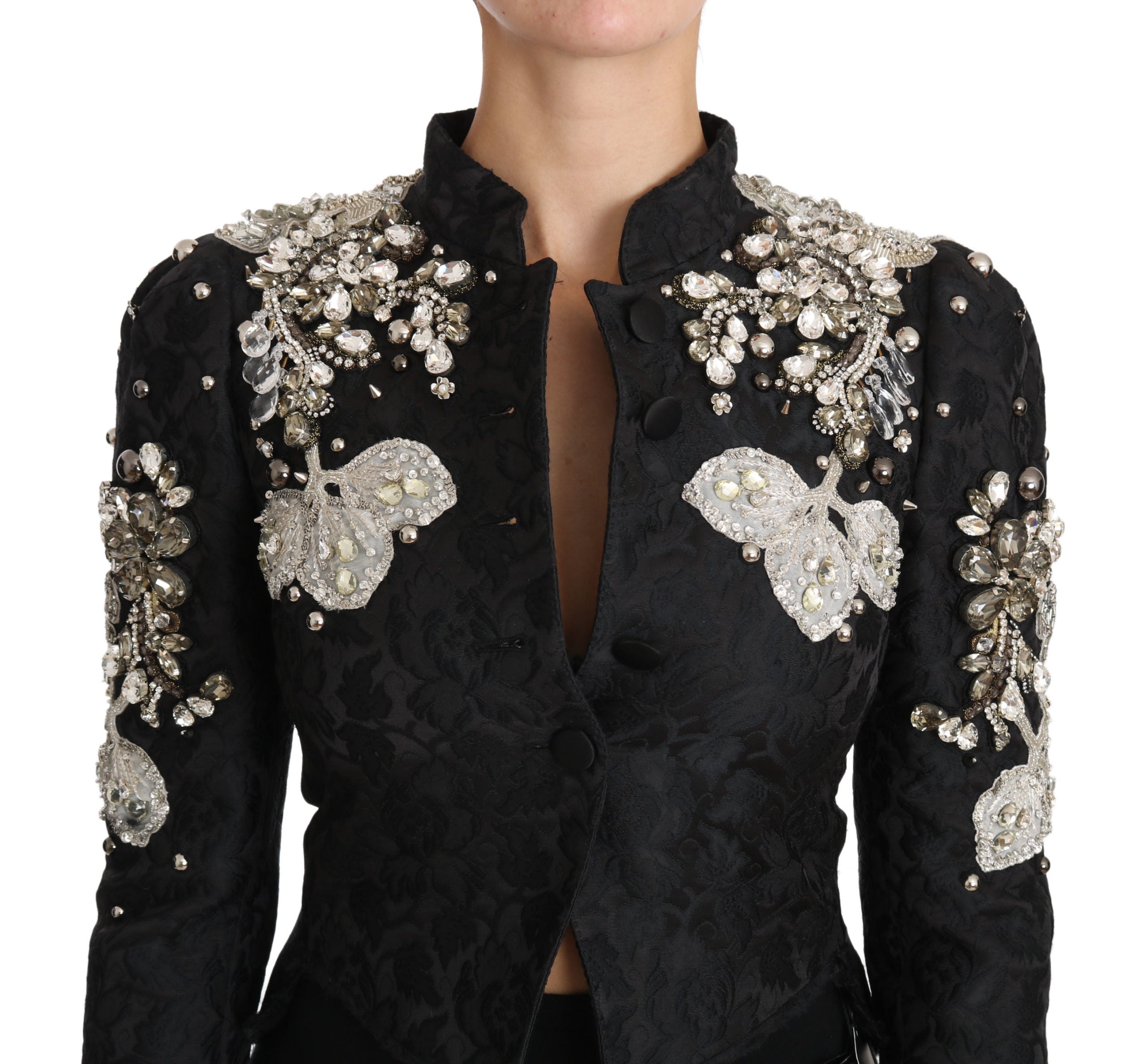 Dolce & Gabbana Black Jacquard Crystal Floral Jacket - PreLoved & Luxe