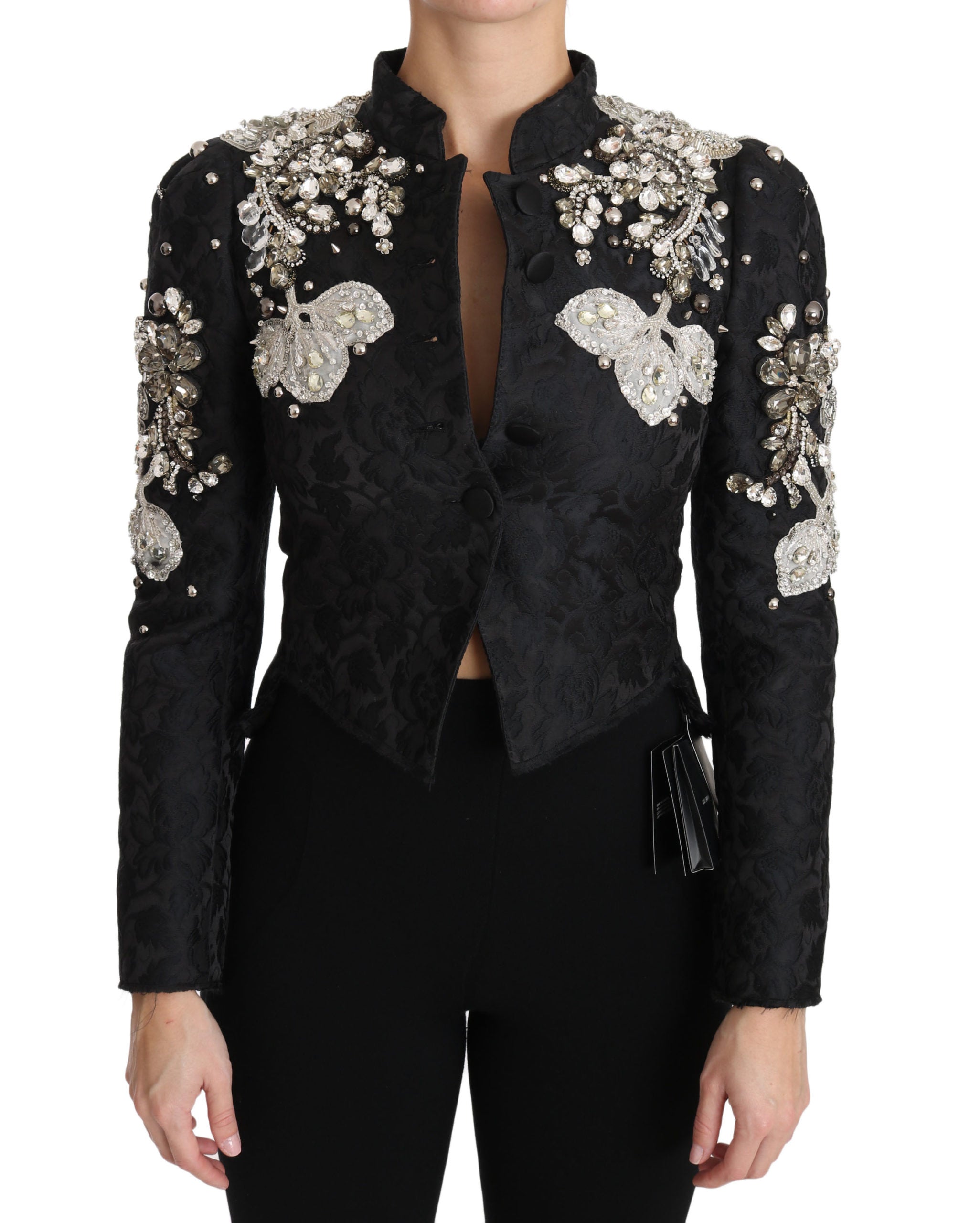 Dolce & Gabbana Black Jacquard Crystal Floral Jacket - PreLoved & Luxe
