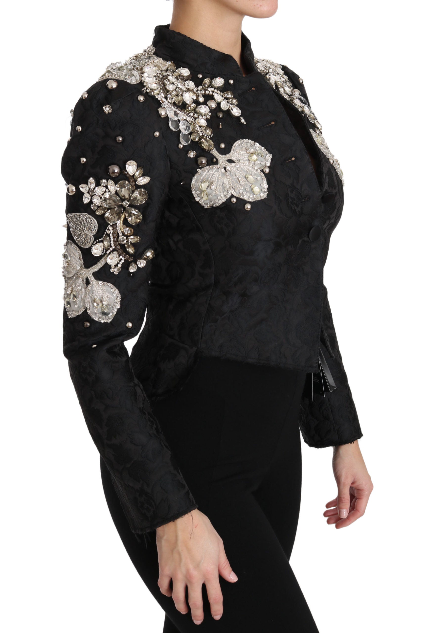 Dolce & Gabbana Black Jacquard Crystal Floral Jacket - PreLoved & Luxe