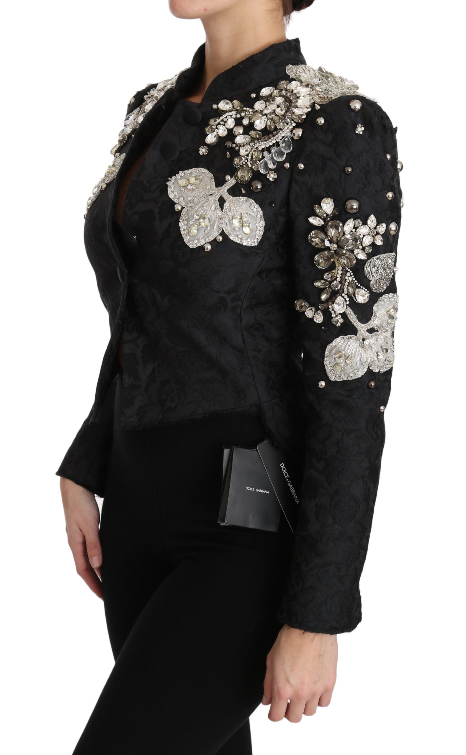 Dolce & Gabbana Black Jacquard Crystal Floral Jacket - PreLoved & Luxe