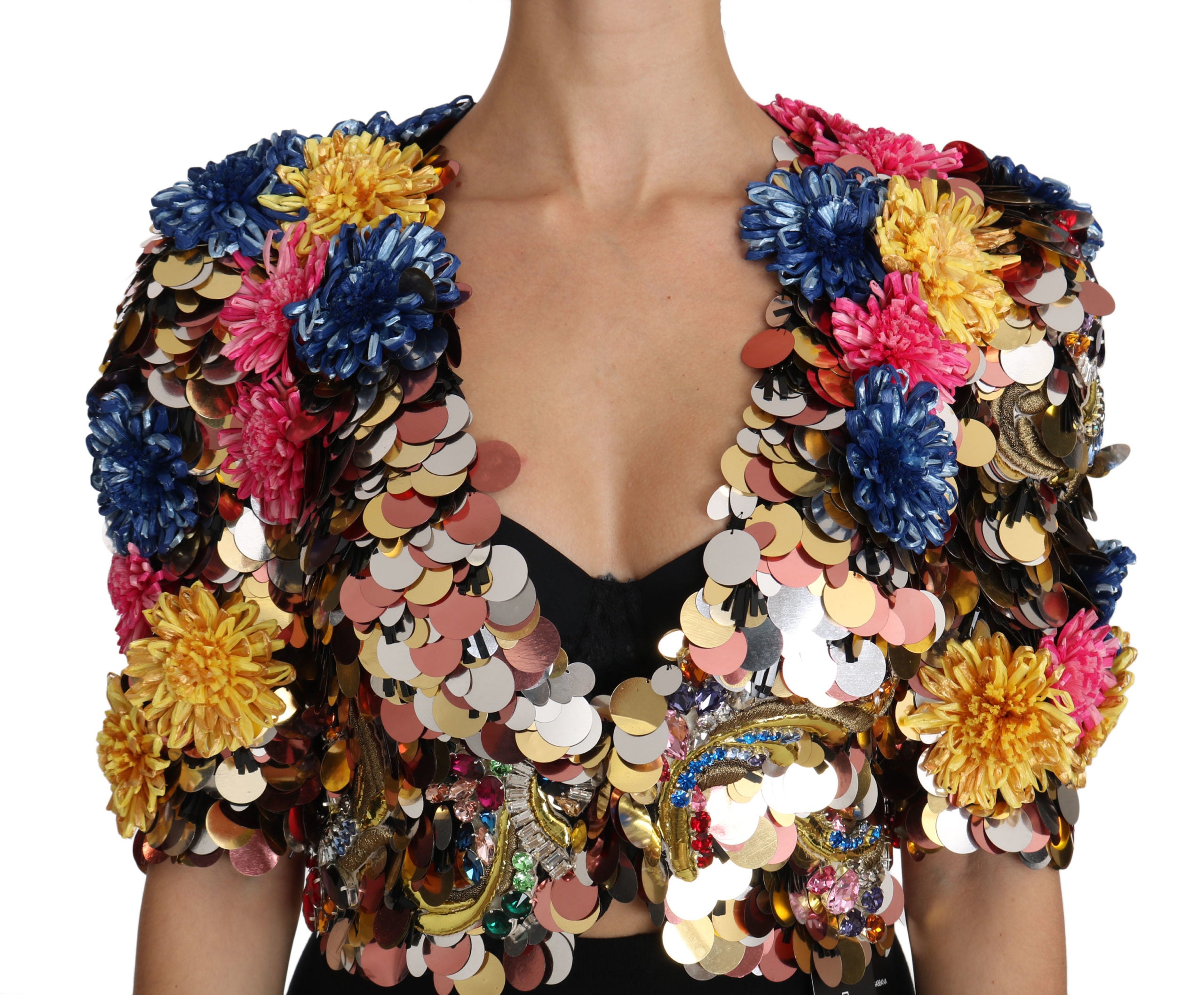 Dolce & Gabbana Crystal Sequined Floral Jacket Coat - PreLoved & Luxe