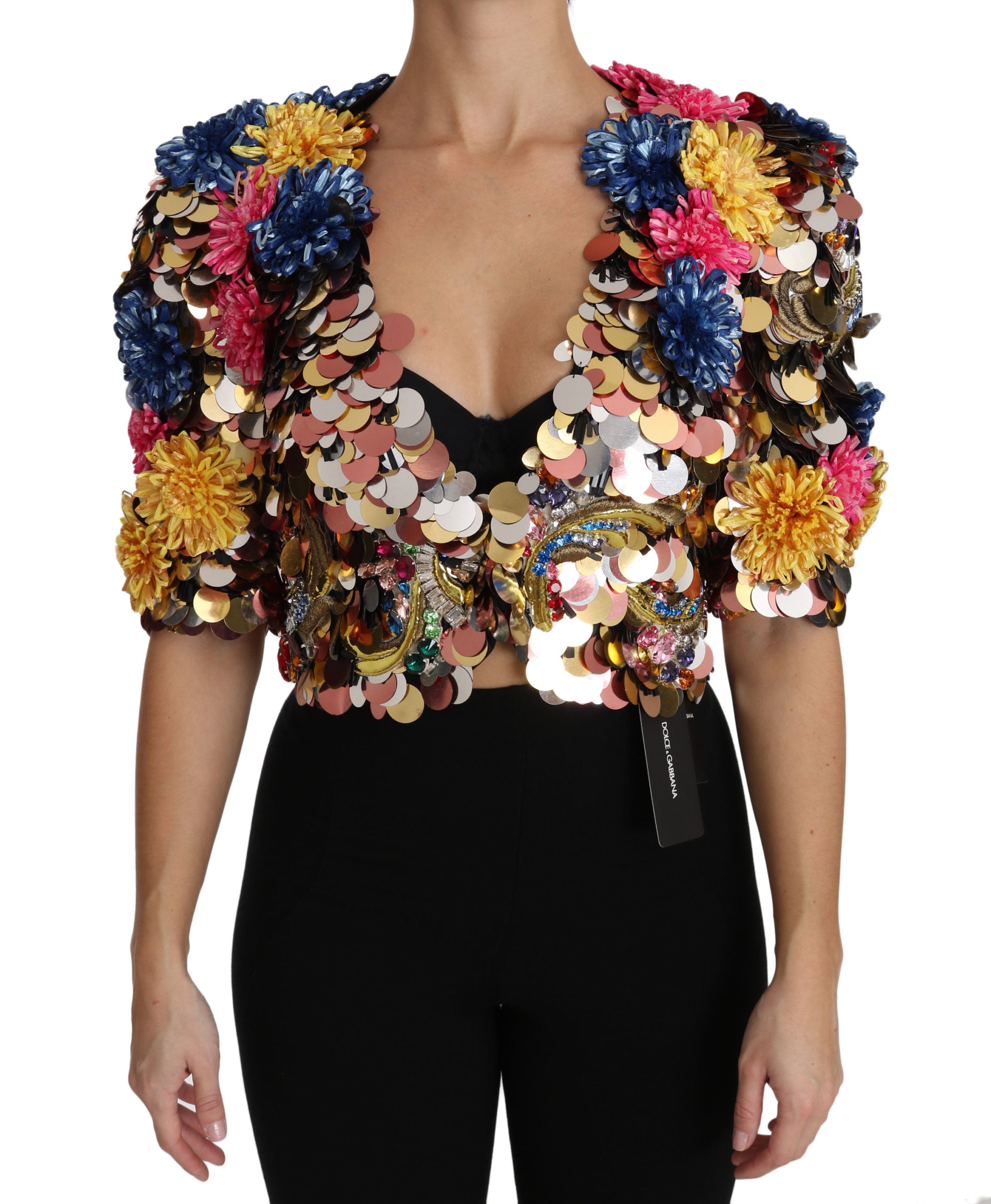 Dolce & Gabbana Crystal Sequined Floral Jacket Coat - PreLoved & Luxe
