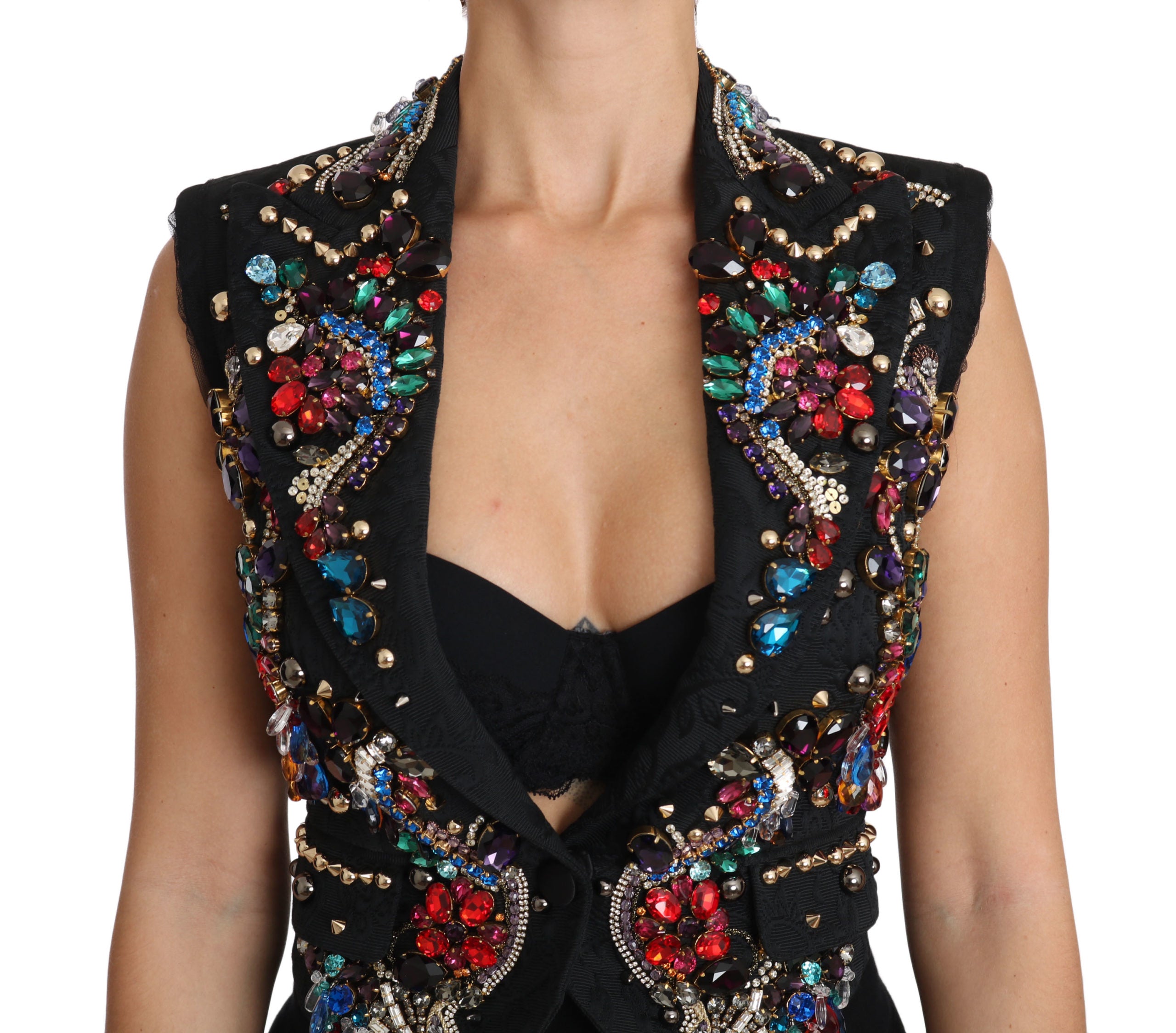 Dolce & Gabbana Black Crystal Sicily Vest Waistcoat - PreLoved & Luxe