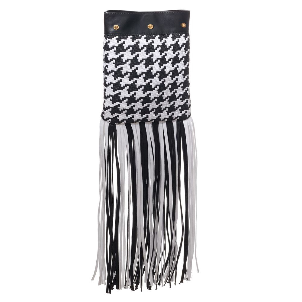 Versace Black And White Leather And Textile Shoulder Bag - PreLoved & Luxe
