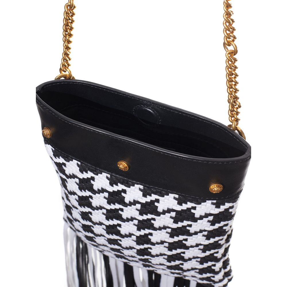 Versace Black And White Leather And Textile Shoulder Bag - PreLoved & Luxe